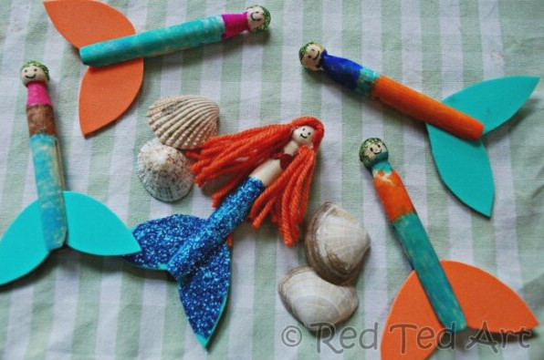 mermaid clothespeg clothes pins mermaid