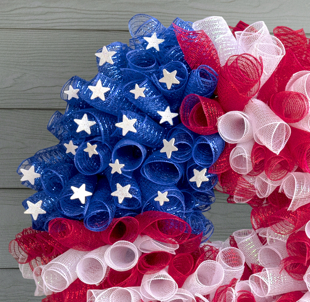 mesh flag wreath for fourth of july